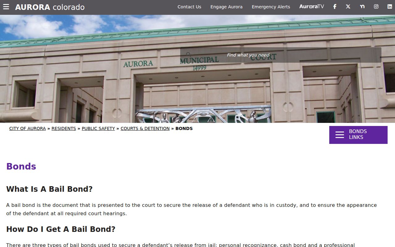 Aurora explanation of personal recognizance cash and professional bonds