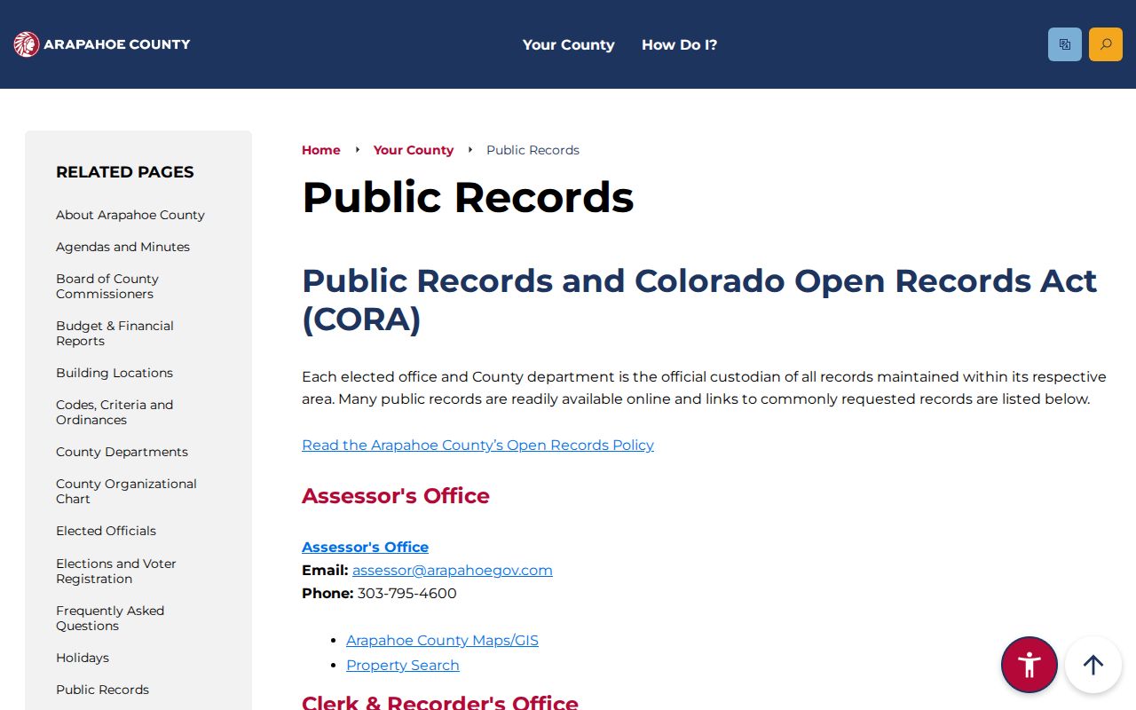 Arapahoe County warrant records CORA office-specific routing